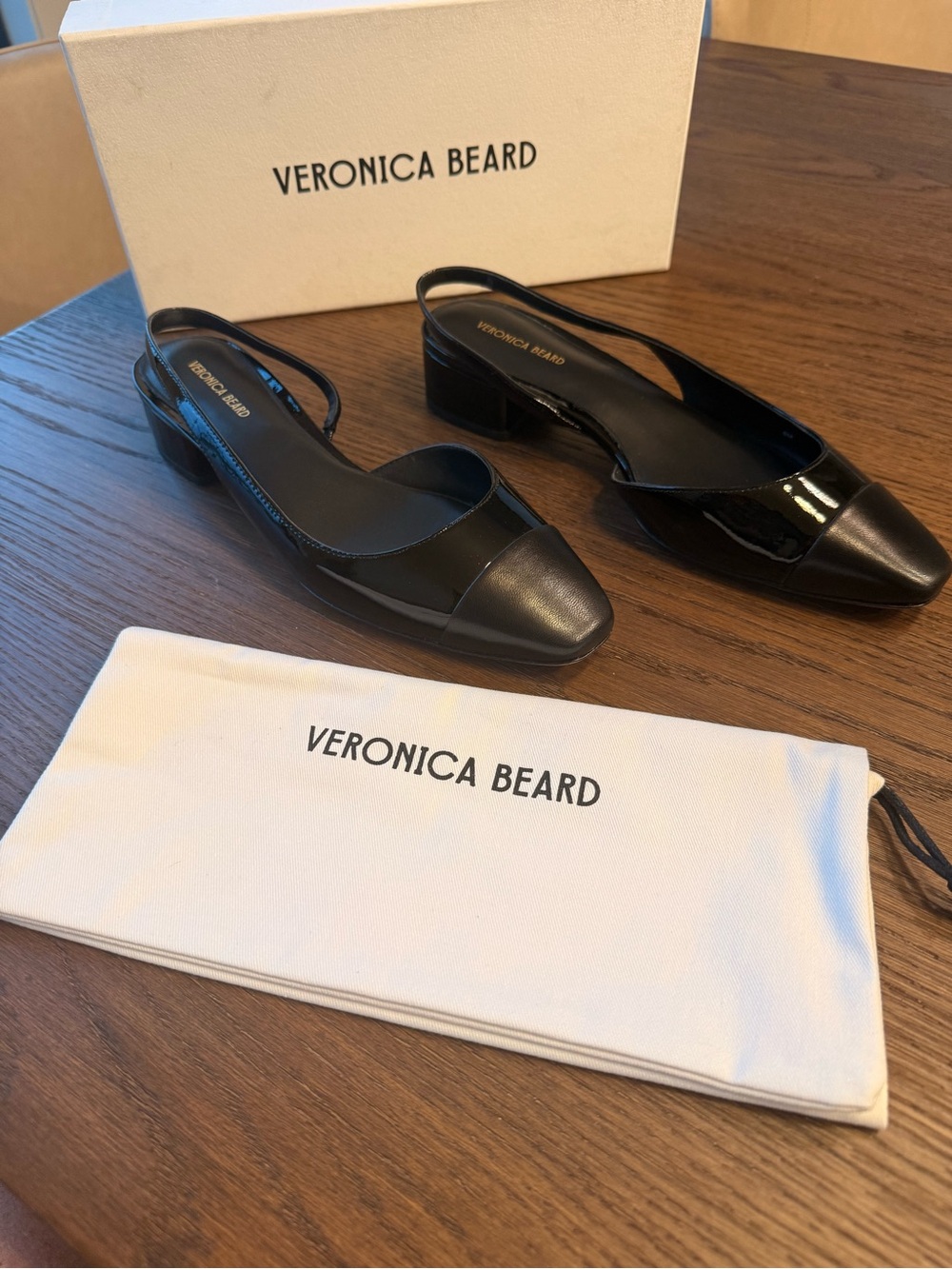 NEW Veronica Beard Cecile Leather Cap-Toe Slingbacks - size 8